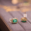 14K GOLD 1.20 CT VIVID GREEN NATURAL EMERALD & DIAMOND EARRINGS