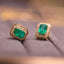 14K GOLD 1.20 CT VIVID GREEN NATURAL EMERALD & DIAMOND EARRINGS