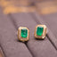 14K GOLD 1.20 CT VIVID GREEN NATURAL EMERALD & DIAMOND EARRINGS