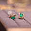 14K GOLD 1.20 CT VIVID GREEN NATURAL EMERALD & DIAMOND EARRINGS