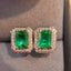 14K GOLD 1.17 CTW VIVID GREEN NATURAL EMERALD & DIAMOND EARRINGS