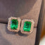 14K GOLD 1.17 CTW VIVID GREEN NATURAL EMERALD & DIAMOND EARRINGS