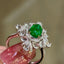 14K GOLD 1.16 CT VIVID GREEN NATURAL EMERALD & DIAMOND & SAPPHIRE RING