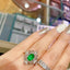 14K GOLD 1.16 CT VIVID GREEN NATURAL EMERALD & DIAMOND & SAPPHIRE RING