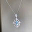 14K GOLD 1.65 CTW NATURAL AQUAMARINE & SAPPHIRE PENDANT( WITHOUT CHAIN )