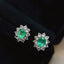 14K GOLD 1 CT NATURAL EMERALD & SAPPHIRE EARRINGS
