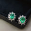 14K GOLD 1 CT NATURAL EMERALD & SAPPHIRE EARRINGS