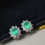 14K GOLD 1 CT NATURAL EMERALD & SAPPHIRE EARRINGS