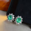 14K GOLD 1 CT NATURAL EMERALD & SAPPHIRE EARRINGS
