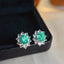14K GOLD 1 CT NATURAL EMERALD & SAPPHIRE EARRINGS