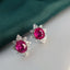 14K GOLD 1.35 CT NATURAL RUBY & DIAMOND EARRINGS