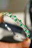 14K GOLD 2.3 CT VIVID GREEN NATURAL EMERALD & DIAMOND BANGLE