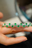 14K GOLD 2.3 CT VIVID GREEN NATURAL EMERALD & DIAMOND BANGLE