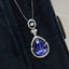 14K GOLD 3.80 CT NATURAL TANZANITE & DIAMOND & SAPPHIRE PENDANT( WITHOUT CHAIN )