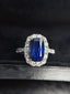 14K GOLD 3.76 CTW VIVID BLUE NATURAL SAPPHIRE & DIAMOND RING