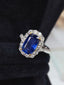 14K GOLD 3.76 CTW VIVID BLUE NATURAL SAPPHIRE & DIAMOND RING
