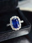 14K GOLD 3.76 CTW VIVID BLUE NATURAL SAPPHIRE & DIAMOND RING