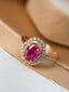 14K GOLD 1.20 CT NATURAL RUBY & DIAMOND & SAPPHIRE RING