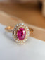 14K GOLD 1.20 CT NATURAL RUBY & DIAMOND & SAPPHIRE RING
