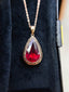 14K GOLD 7.00 CT NATURAL TOURMALINE & DIAMOND PENDANT( WITHOUT CHAIN )