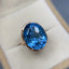 14K GOLD 17.05 CT NATURAL TOPAZ & DIAMOND RING
