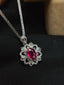 14K GOLD 0.83 CT NATURAL RUBY & DIAMOND & SAPPHIRE PENDANT( WITHOUT CHAIN )