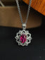 14K GOLD 0.83 CT NATURAL RUBY & DIAMOND & SAPPHIRE PENDANT( WITHOUT CHAIN )