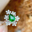 14K GOLD 1.26 CT VIVID GREEN NATURAL TSAVORITE & DIAMOND RING