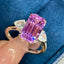 14K GOLD 5.78 CTW NATURAL KUNZITE & SAPPHIRE RING