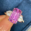 14K GOLD 5.78 CTW NATURAL KUNZITE & SAPPHIRE RING