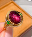 14K GOLD 4 CT NATURAL TOURMALINE & DIAMOND RING