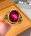 14K GOLD 4 CT NATURAL TOURMALINE & DIAMOND RING