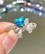 14K GOLD 0.65 CT NATURAL PARAIBA TOURMALINE & DIAMOND RING
