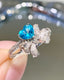 14K GOLD 0.65 CT NATURAL PARAIBA TOURMALINE & DIAMOND RING