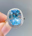 14K GOLD 4.8 CT NATURAL AQUAMARINE & DIAMOND RING