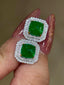 14K GOLD 3.42 CT VIVID GREEN NATURAL EMERALD & DIAMOND EARRINGS