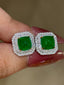 14K GOLD 3.42 CT VIVID GREEN NATURAL EMERALD & DIAMOND EARRINGS