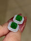 14K GOLD 3.42 CT VIVID GREEN NATURAL EMERALD & DIAMOND EARRINGS