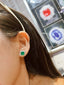 14K GOLD 3.42 CT VIVID GREEN NATURAL EMERALD & DIAMOND EARRINGS