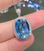 14K GOLD 4.65 CT NATURAL AQUAMARINE & DIAMOND PENDANT( WITHOUT CHAIN )