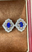 14K GOLD 0.8 CT NATURAL SAPPHIRE & DIAMOND & SAPPHIRE EARRINGS