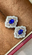 14K GOLD 0.8 CT NATURAL SAPPHIRE & DIAMOND & SAPPHIRE EARRINGS