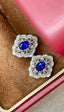 14K GOLD 0.8 CT NATURAL SAPPHIRE & DIAMOND & SAPPHIRE EARRINGS