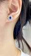 14K GOLD 0.8 CT NATURAL SAPPHIRE & DIAMOND & SAPPHIRE EARRINGS