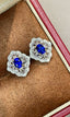 14K GOLD 0.8 CT NATURAL SAPPHIRE & DIAMOND & SAPPHIRE EARRINGS