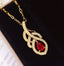 14K GOLD 0.7 CT NATURAL RUBY & DIAMOND NECKLACE