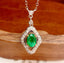14K GOLD 0.7 CT VIVID GREEN NATURAL EMERALD & DIAMOND NECKLACE