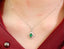 14K GOLD 0.7 CT VIVID GREEN NATURAL EMERALD & DIAMOND NECKLACE