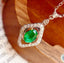 14K GOLD 0.7 CT VIVID GREEN NATURAL EMERALD & DIAMOND NECKLACE