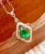 14K GOLD 0.7 CT VIVID GREEN NATURAL EMERALD & DIAMOND NECKLACE